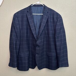 Michael Kors 100% Wool Blue Plaid Sport Coat with Classic Tailored Cut